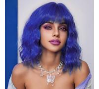 Ucubb Parrucca ondulata corta Bob con frangia per le donne parrucca riccia sciolta aspetto naturale lunghezza spalla Bob sintetico Cosplay parrucca per ragazza parrucche colorate