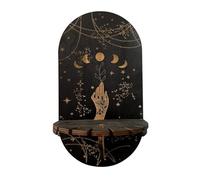 Ucuse Piccola falena lunare in cristallo espositore in legno boho fiori farfalla montaggio a parete strega roba da appendere rustico nero rabdomanzia supporto di cristallo per la decorazione di oli