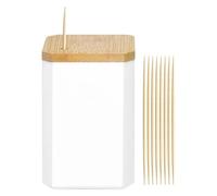 Ucygor Scatola per stuzzicadenti con coperchio, confezione da 2400 stuzzicadenti rotondi su entrambi i lati, per antipasti e cocktail, per cucina
