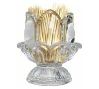 Ucygor Scatola per stuzzicadenti con coperchio, elegante dispenser per stuzzicadenti in vetro cristallo con 450 stecchini in bambù per cucina