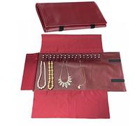 UdaLen Borsa a Rullo per Organizer per Gioielli, Rotolo Pieghevole per Gioielliere Grande Capacità e Pratico Portatile,per Più Collane, Braccialetti (PU, Rosso)1