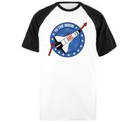 Udaytee AMC To The Moon T-Shirt da Baseball Unisex Bianca A Maniche Corte Nere Short Black-Sleeved White Unisex Baseball T-Shirt