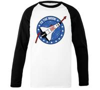 Udaytee AMC To The Moon T-Shirt da Baseball Unisex Bianca con Maniche Nere Black-Sleeved White Unisex Baseball T-Shirt