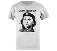Udaytee Greta's Revolution Thunberg T-Shirt Basic da Uomo in Cotone Grigio
