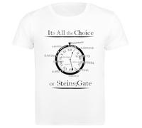 Udaytee It's all The Choice of Steins Gate T-Shirt Basica da Uomo in Cotone Bianco