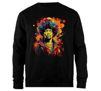 Udaytee Jimi Hendrix Felpa Unisex Nera Pullover dalla vestibilità Semplice Simple-Fit Pullover Black Unisex Sweatshirt