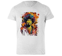 Udaytee Jimi Hendrix T-Shirt da Donna in Cotone Grigio Base Basic Cotton Grey Women's T-Shirt