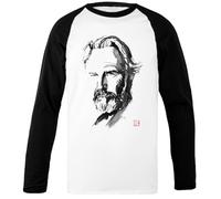 Udaytee Kevin Costner T-Shirt da Baseball Unisex Bianca con Maniche Nere Black-Sleeved White Unisex Baseball T-Shirt