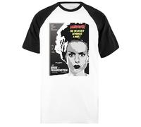 Udaytee La Sposa di Frankenstein T-Shirt da Baseball Unisex Bianca A Maniche Corte Nere Short Black-Sleeved White Unisex Baseball T-Shirt