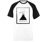 Udaytee Libro di Dracula di Bram Stroker T-Shirt da Baseball Unisex Bianca A Maniche Corte Nere Short Black-Sleeved White Unisex Baseball T-Shirt