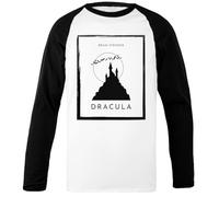 Udaytee Libro di Dracula di Bram Stroker T-Shirt da Baseball Unisex Bianca con Maniche Nere Black-Sleeved White Unisex Baseball T-Shirt