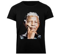 Udaytee Nelson Mandela T-Shirt da Donna in Cotone Nero Base Basic Cotton Black Women's T-Shirt
