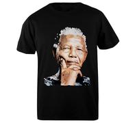 Udaytee Nelson Mandela T-Shirt da Uomo in Cotone Nero Base Basic Cotton Black Men's T-Shirt