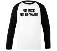 Udaytee Nessun Rischio Nessun Guadagno T-Shirt da Baseball Unisex Bianca con Maniche Nere Black-Sleeved White Unisex Baseball T-Shirt