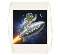 Udaytee Pepe Memecoin - Verso La Luna Sacca Da Palestra In Cotone Beige Cotton Beige Training Bag Gym Sack