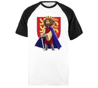 Udaytee Riccardo Cuor di Leone T-Shirt da Baseball Unisex Bianca A Maniche Corte Nere Short Black-Sleeved White Unisex Baseball T-Shirt