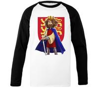 Udaytee Riccardo Cuor di Leone T-Shirt da Baseball Unisex Bianca con Maniche Nere Black-Sleeved White Unisex Baseball T-Shirt