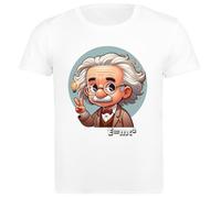 Udaytee Ritratto di Albert Einstein T-Shirt da Uomo in Cotone Bianco Base Basic Cotton White Men's T-Shirt