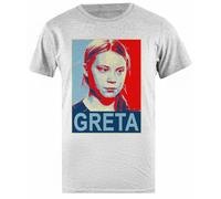 Udaytee Ritratto di Greta Thunberg T-Shirt Basic da Uomo in Cotone Grigio