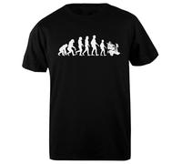 Udaytee Stephen Hawking Evolution T-Shirt da Uomo in Cotone Nero Base Basic Cotton Black Men's T-Shirt