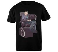 Udaytee Stephen Hawking T-Shirt da Uomo in Cotone Nero Base Basic Cotton Black Men's T-Shirt