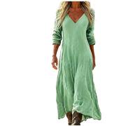 Udbeksid Vestito Donna Primavera Estivo Boho Abito Elegante Vintage Stampa Vestiti Maniche Lunghe 3/4 Maxi Dress Spiaggia Linea ad A Comodo con Tasche per Mare Vacanza 2026 (XL,20)