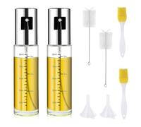 Udbrud 2 Pezzi Spruzzatore Olio, 100ml Nebulizzatore Olio con scala Spray Olio Cucina con spazzole per pulizia spazzola per olio e imbuti Spruzzino Antigoccia per Olio per Barbecue, Cottura, Insalata