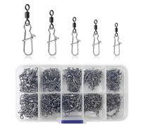 Udbrud 210 Pezzi Girelle da Pesca Set, Connettori Clip Girevoli con moschettone, pesca trota carabina vortice in acciaio inox per esca veloce cambio lenza, Accessori da Pesca 2# 4# 5# 6# 8#