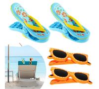 Udbrud 4 Pezzi Clip per asciugamani da spiaggia, mollette plastica Grandi Clip in plastica, novità Infradito Mollette per Asciugamano, Clip da Viaggio Sicure per Spiaggia, Giardino, Piscina