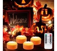 Udbrud 4 pezzi Luci a LED di Zucca per Halloween, Candele a LED Senza Fiamma con telecomando e timer, Luci Decorative per Zucca di Halloween, Halloween Zucca LED Luci per la Decorazione