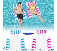 Udbrud Amaca Gonfiabile, 2 Pezzi 4-in-1 Materassino Gonfiabile Multifunzionale Amaca di Acqua per Bambini Adulti Piscina Giochi Estiva Mare Beach Party