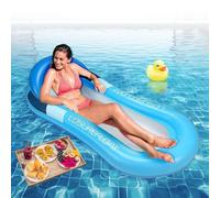 Udbrud Amaca Gonfiabile, Letto Galleggiante Materassino Amaca Galleggiante con Rete Letto Singolo Gonfiabile ad Acqua per Piscina Spiaggia All'aperto 160 * 90cm