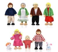 Udbrud Bambole Famiglia, 9 Pezzi Famiglia di Bambole di Legno Casa Delle Bambole Persone Famiglia Felice Famiglia di Bambole di Legno Regalo Giocattolo per bambini
