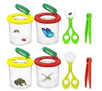 Udbrud Barattolo Osserva Insetti, 4 Pezzi Scatola d'Ingrandimento per Insetti Portatile con 2 Forbici Pinze Insetti e 2 Pinzette per Bambini Esterni Scienze Educazione Esplorazione e Osservazione