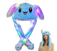 Udbrud Cappello a Forma di Orecchie di Coniglio, LED Cappello con Orecchie Che Si Muovono Divertenti Cappelli di Peluche di Coniglio per Cosplay, Natale, Compleanno, Festa di Festa (Blu)