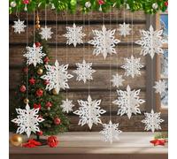 Udbrud Decorazioni Natalizie con Fiocchi di Neve, 18 Pezzi Fiocchi di Neve di Carta per Albero di Natale Ornamenti Decorativi 3D Grandi Fiocchi di Neve Bianchi per Natale, Matrimonio, Compleanno