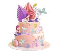 Udbrud Decorazioni Torta Sirena , 23 Pezzi Mermaid Cake Topper Decorazioni Glitter Mermaid Topper Torta Sirena Compleanno Oceano Toppers Torta per Matrimonio, Festa di Compleanno
