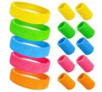 Udbrud Fasce per il Sudore, Fascia per Sudore Neon Anni '80 15Pcs Colore Fascia e Braccialetto Kit Fascia per Abbigliamento da Uomo e Donna per Costumi Carnevale Festa a Tema Yoga Tennis Palestra
