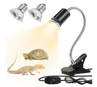 Udbrud Lampada Riscaldante, Lampada Rettile e Anfibio con 2 x 50W Lampadine UVA UVB Morsetto Rotante a 360 °Adatto per Rettile, Anfibi, Tartaruga, Lucertola, Serpente, Camaleonti
