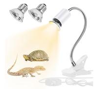 Udbrud Lampada termica a forma di tartaruga, 50 W, per terrario, con lampada E27, UVA UVB, per rettili, girevole a 360°, con clip, per rettili regolabili, per lucertola, colore: bianco
