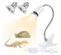 Udbrud Lampada termica a forma di tartaruga, 50 W, per terrario, con lampada E27, UVA UVB, per rettili, girevole a 360°, con clip, per rettili regolabili, per lucertola, colore: bianco
