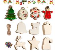 Udbrud Ornamenti Natalizi in Legno, 100 Pezzi Ciondolo Decorazioni Albero di Natale, Pendenti per Decorare Fai da Te, Etichette Regalo