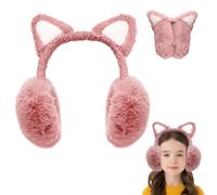 Udbrud Paraorecchie Invernali per Bambini, Plush Earmuffs Termica Paraorecchie in Peluche Graziose Orecchie di Gatto Design Paraorecchie Morbide per Orecchie, Regalo di Natale e Compleanno, rosa