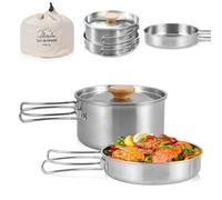 Udbrud Pentole Set da Campeggio, Set Pentole Campeggio per 1-2 Persone Leggero e Compatto Pieghevole Accessori Cucina per Campeggio Trekking Picnic Escursionismo