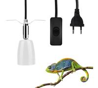 Udbrud Portalampada Calore Rettile, Portalampada E27 per Lampada Termica con Interruttore Lampada Tartarughe Lampada Calore Ceramica Presa 360° Regolabile per Rettili, Anfibi (Bianco)