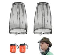 Udbrud Rete per la testa, 2 pezzi, rete per la testa, copricapo con custodia, zanzariera, retino per il viso, per escursioni, campeggio, arrampicata, colore nero, grigio., Taglia unica