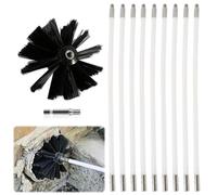 Udbrud Spazzola Pulizia Camino, Pulizia Canna Fumaria Kit Spazzacamino Spazzole Kit di Attrezzi con 9 Verghi Flessibili 410mm, 1 Testine per La Pulizia del Camino Ø150mm e 1 Asta Esagonale