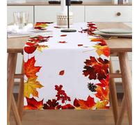 Udburd Runner da Tavola Autunnale, Corridore Autunnale Runner da Tavola in Legno D'acero Tovaglia Moderna per il Ringraziamento Della Fattoria Decorazione del Tavolo da Della Cucina (180 x 40 cm)