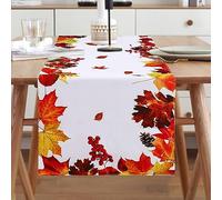 Udburd Runner da Tavola Autunnale, Corridore Autunnale Runner da Tavola in Legno d'Acero Tovaglia Moderna per Il Ringraziamento della Fattoria Decorazione del Tavolo da della Cucina (135 x 40 cm)
