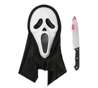 Udekit Maschera Spaventoso in Plastica Volto Fantasma con Coltello Giocattolo per Halloween Carnival Scream Costume Cosplay
